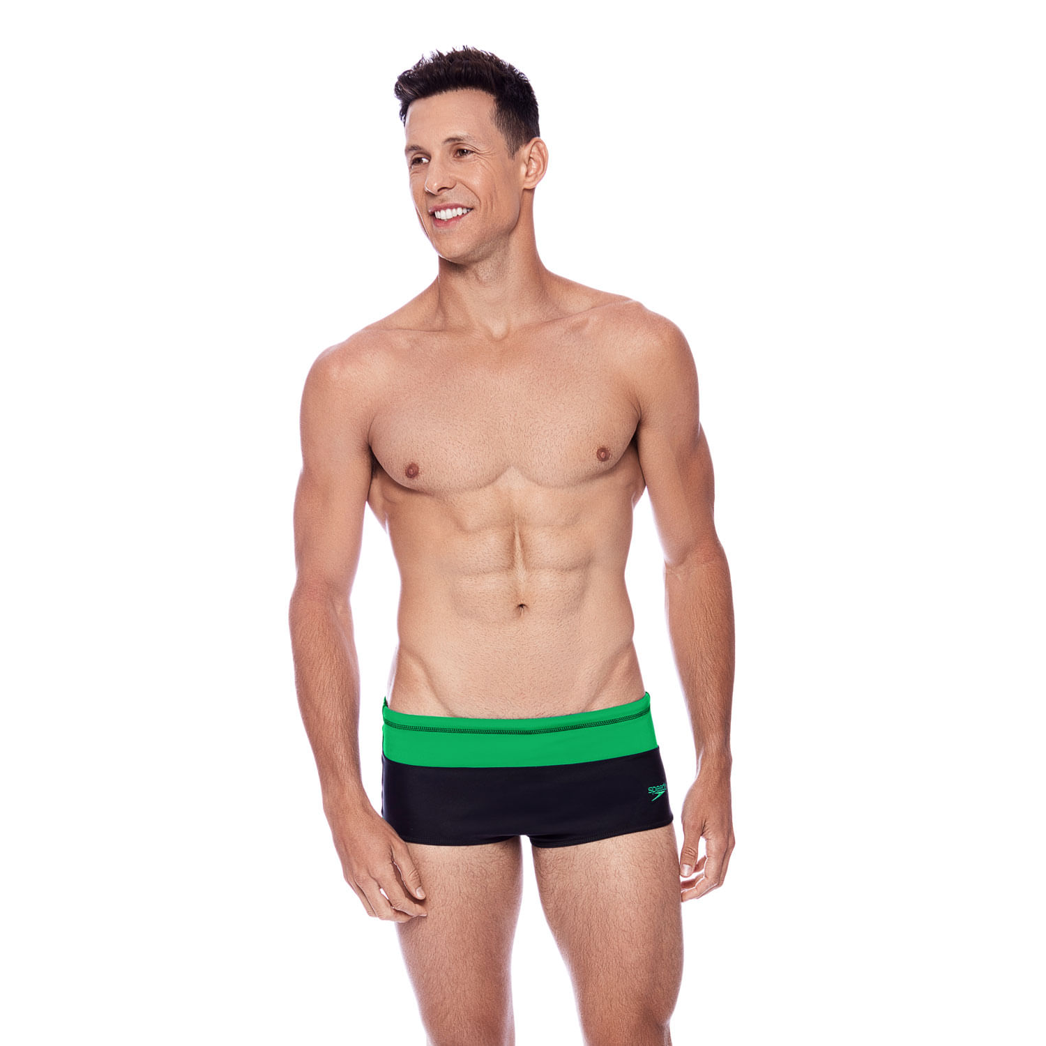 Sunga Tradicional Color Block - PRETO VERDE FLUOR