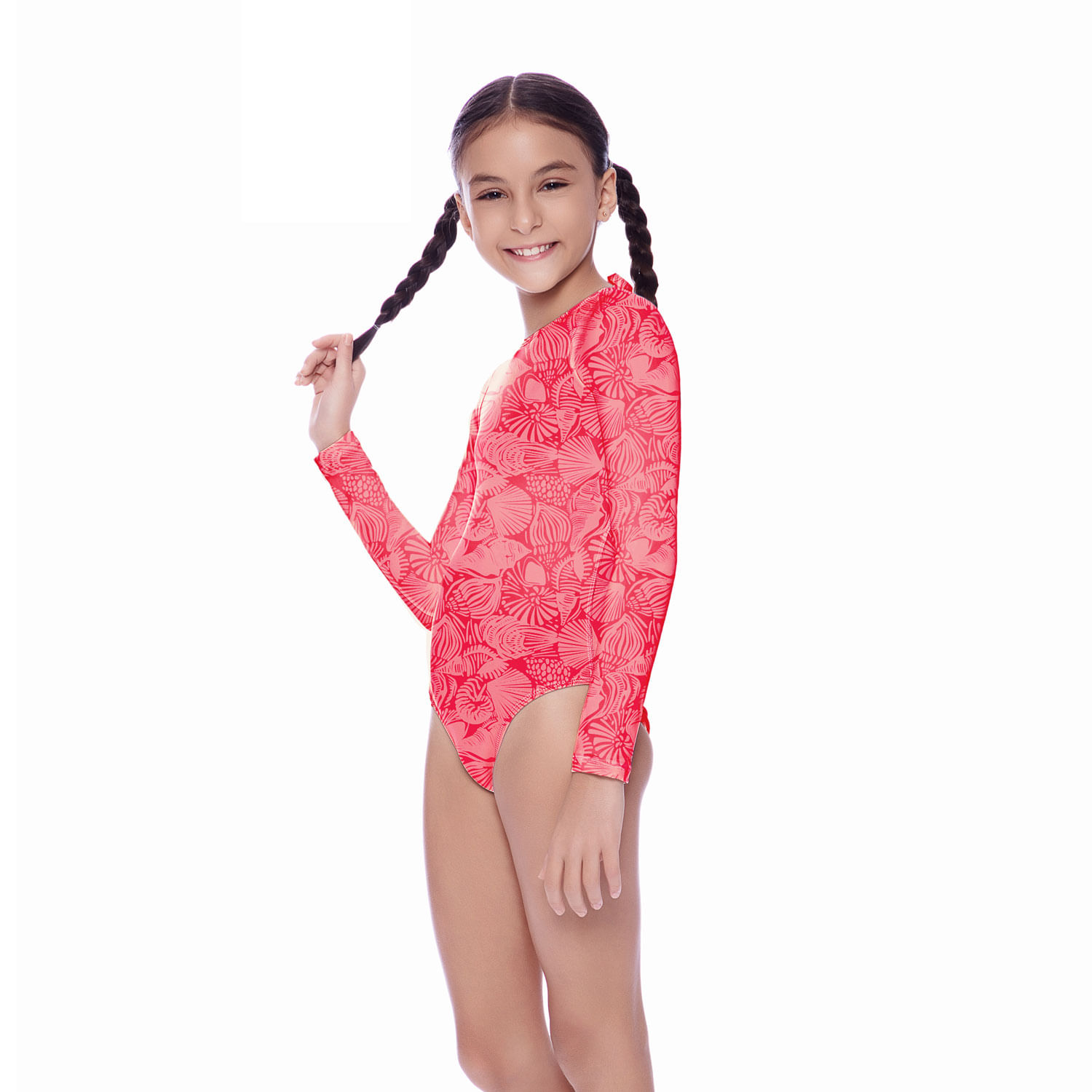 Maiô Infantil Manga Longa Tropical Sea - PINK