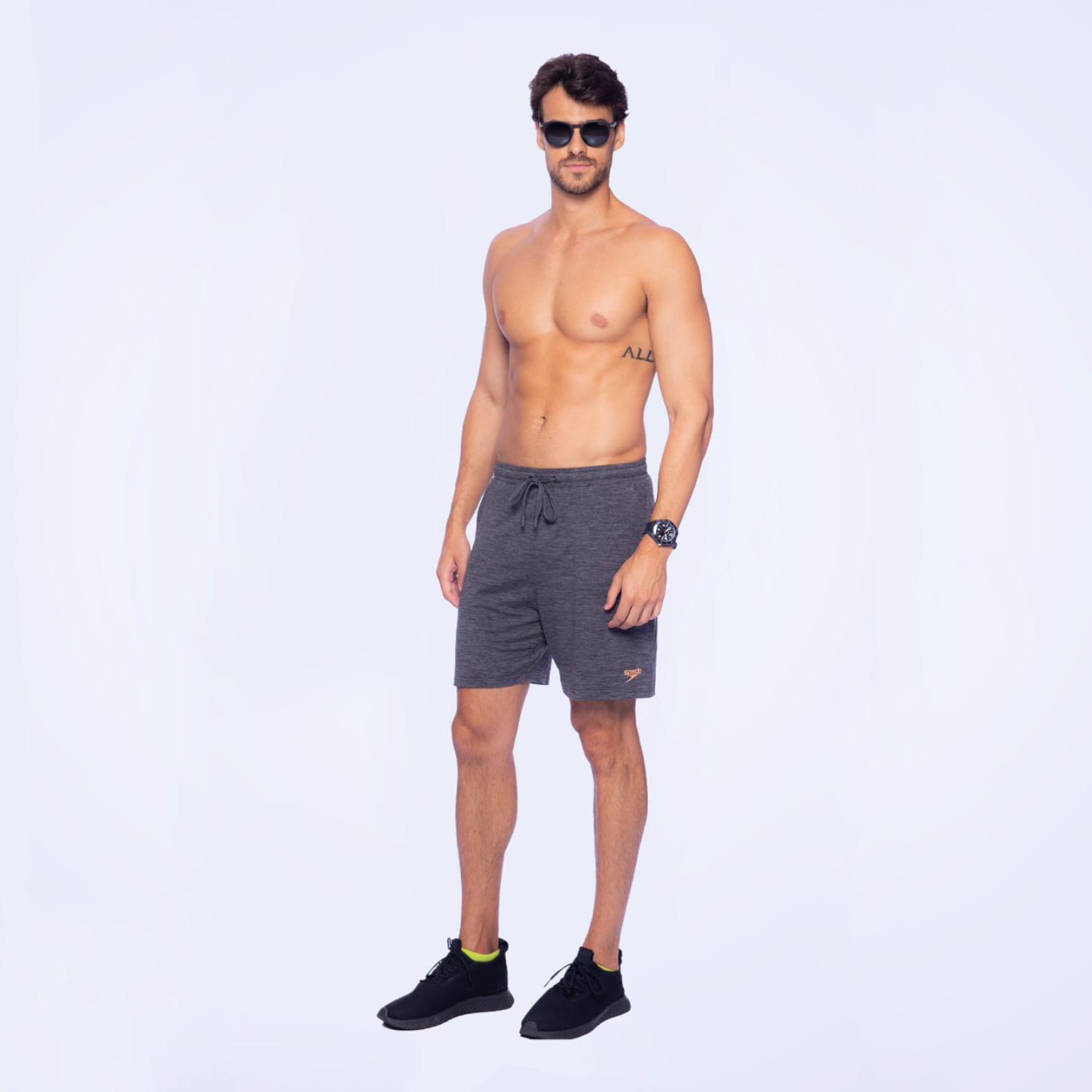 Bermuda de Malha Soft Jersey - MESCLA PRETO