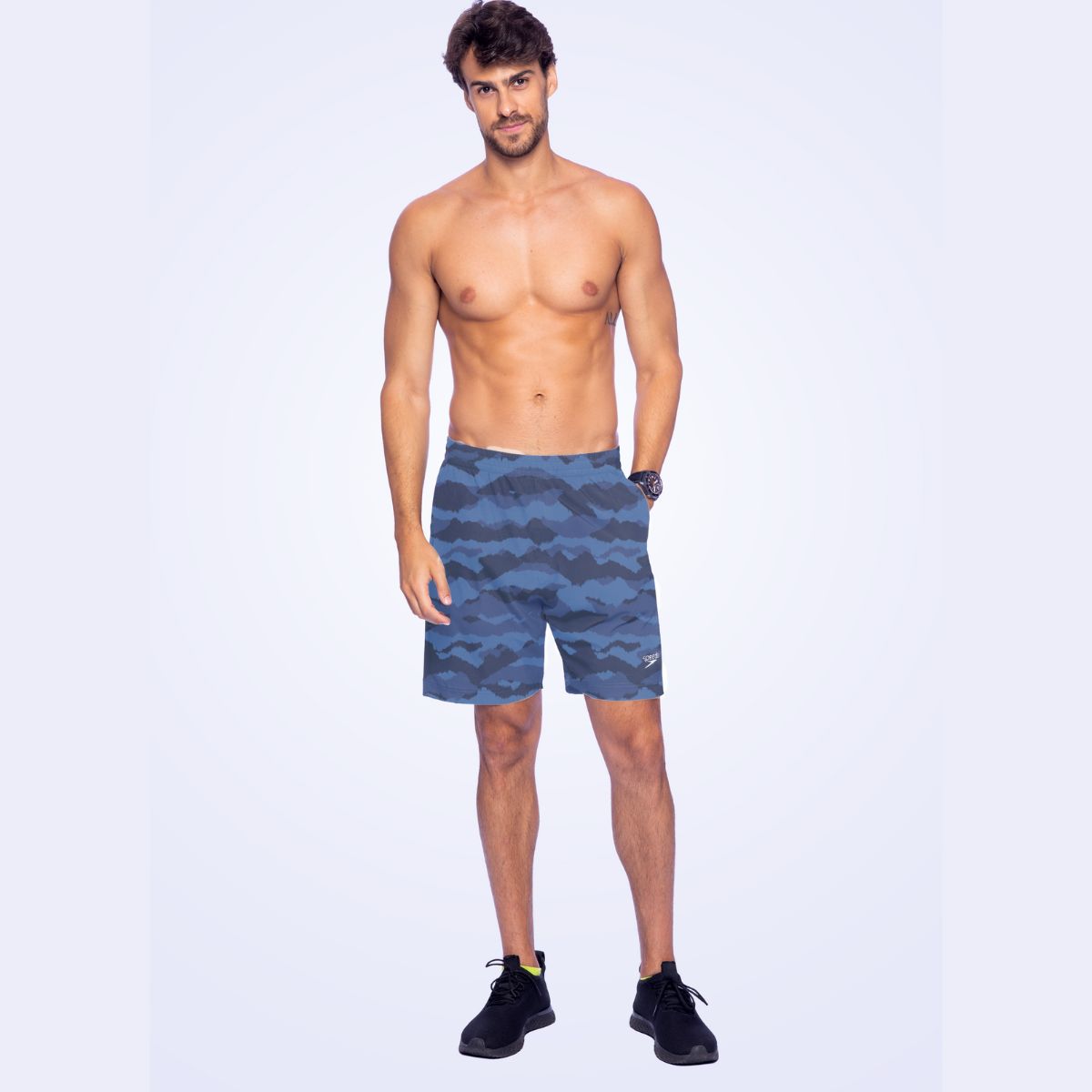 Bermuda Masculina Média Estampada - AZUL NOTURNO