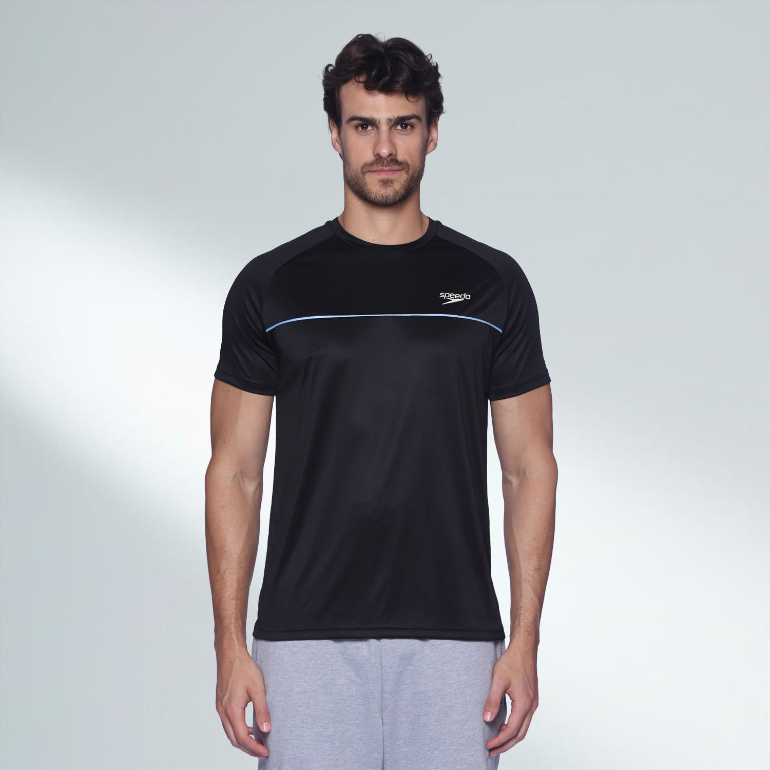 T-SHIRT MASCULINA DESTINO - PRETO AZUL CÉU