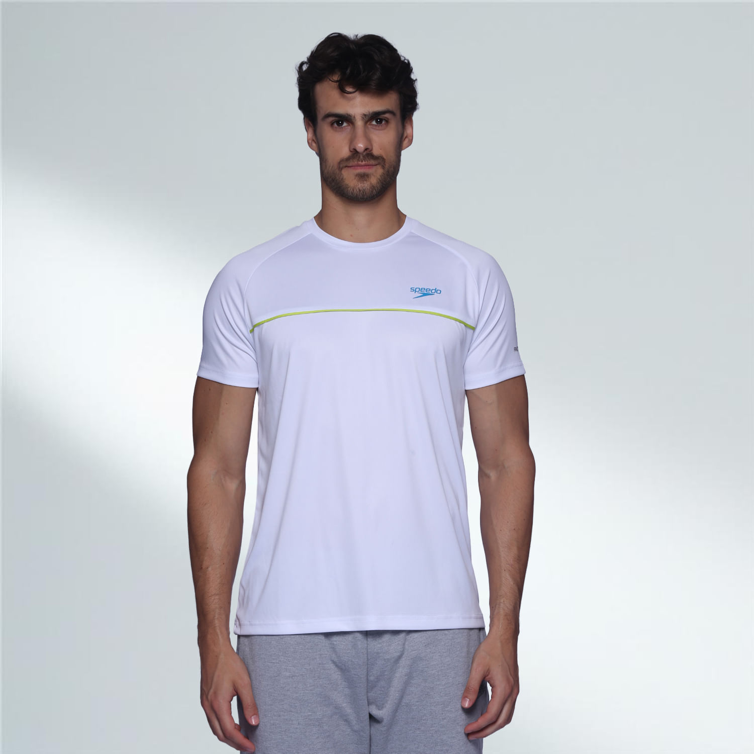 T-SHIRT MASCULINA DESTINO - BRANCO VAPOR AMARELO FLUOR