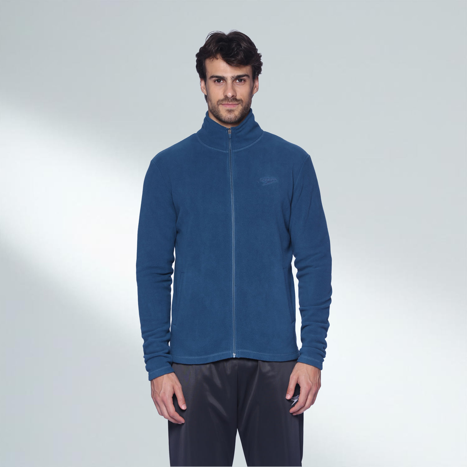 JAQUETA ACTIVE FLEECE MASCULINO - AZUL PETROLEO