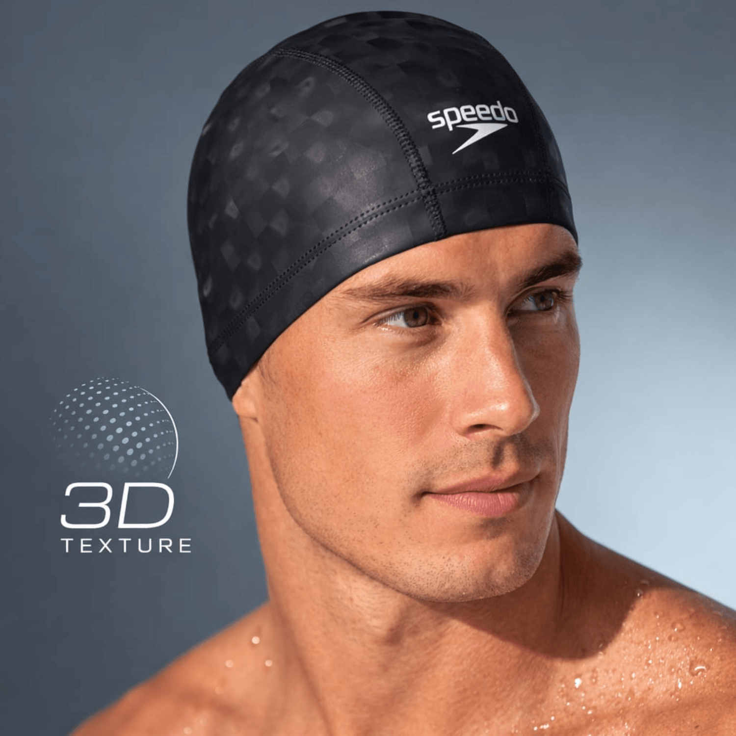 Touca de natação em tecido ultra confortavel - comfort 3D cap - PRETO