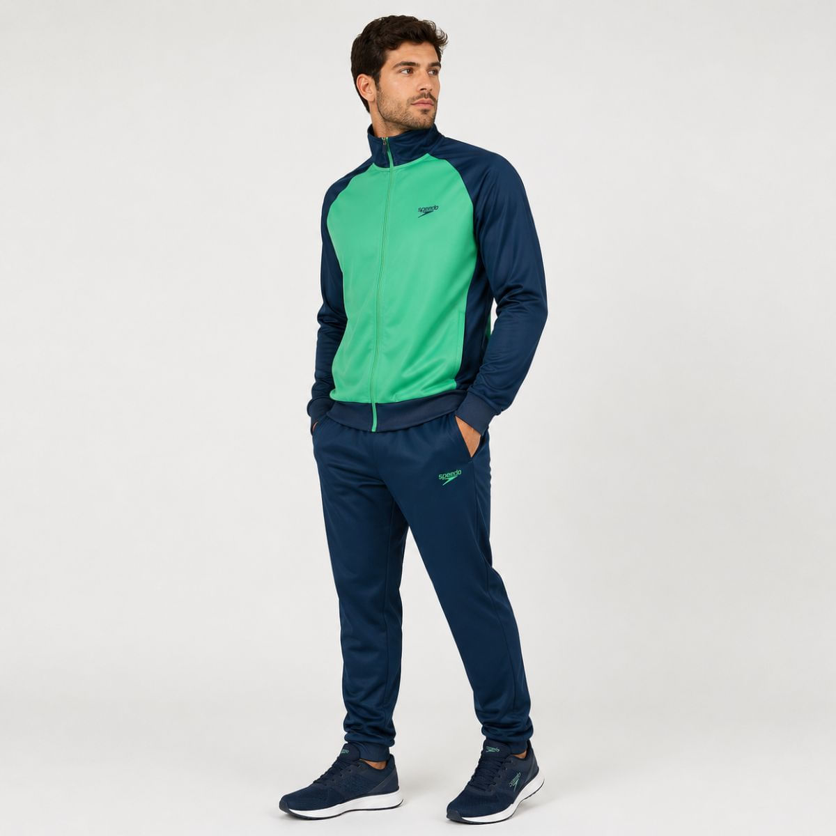 Conjunto De Agasalho Speedo Basic Sports Masculino - AZUL PETROLEO VERDE ABSINTO