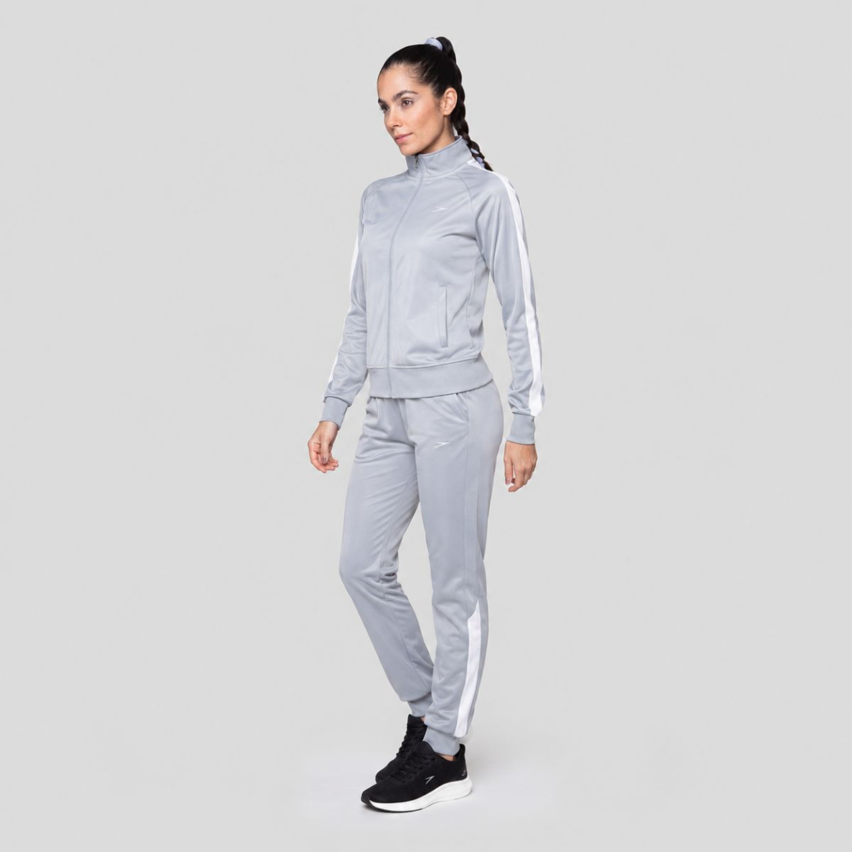 Conjunto De Agasalho Feminino Basic Sports Speedo - CINZA BRANCO VAPOR