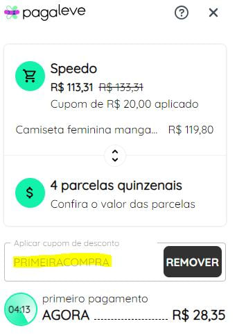 Exemplo do campo de cupom da Pagaleve